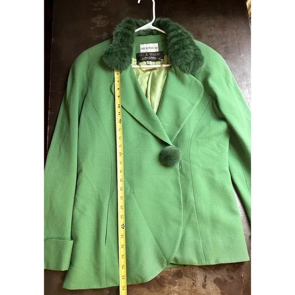 Lily & Taylor Vtg Wool Jacket Mink Womens Sz 16 Kelly Green Blazer Mob Wife EUC Blazers & Suit Jackets